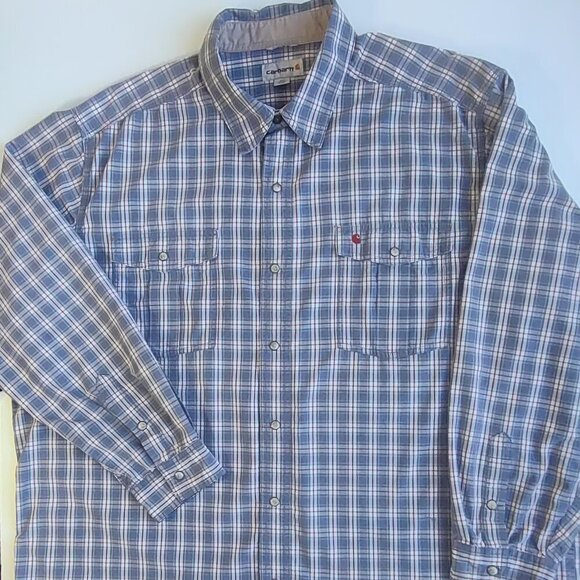 Carhartt Relaxed Fit L/S Shirt Pearl Snaps Embroidered Logo  Men's Size 2XL - Picture 7 of 11